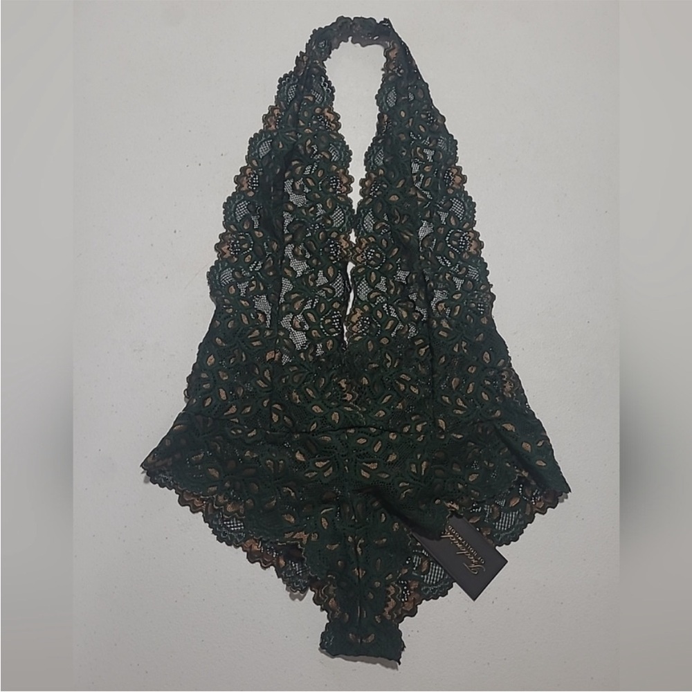NWT Frederick's Of Hollywood Size Medium Jessica Lace Teddy Green And Gold